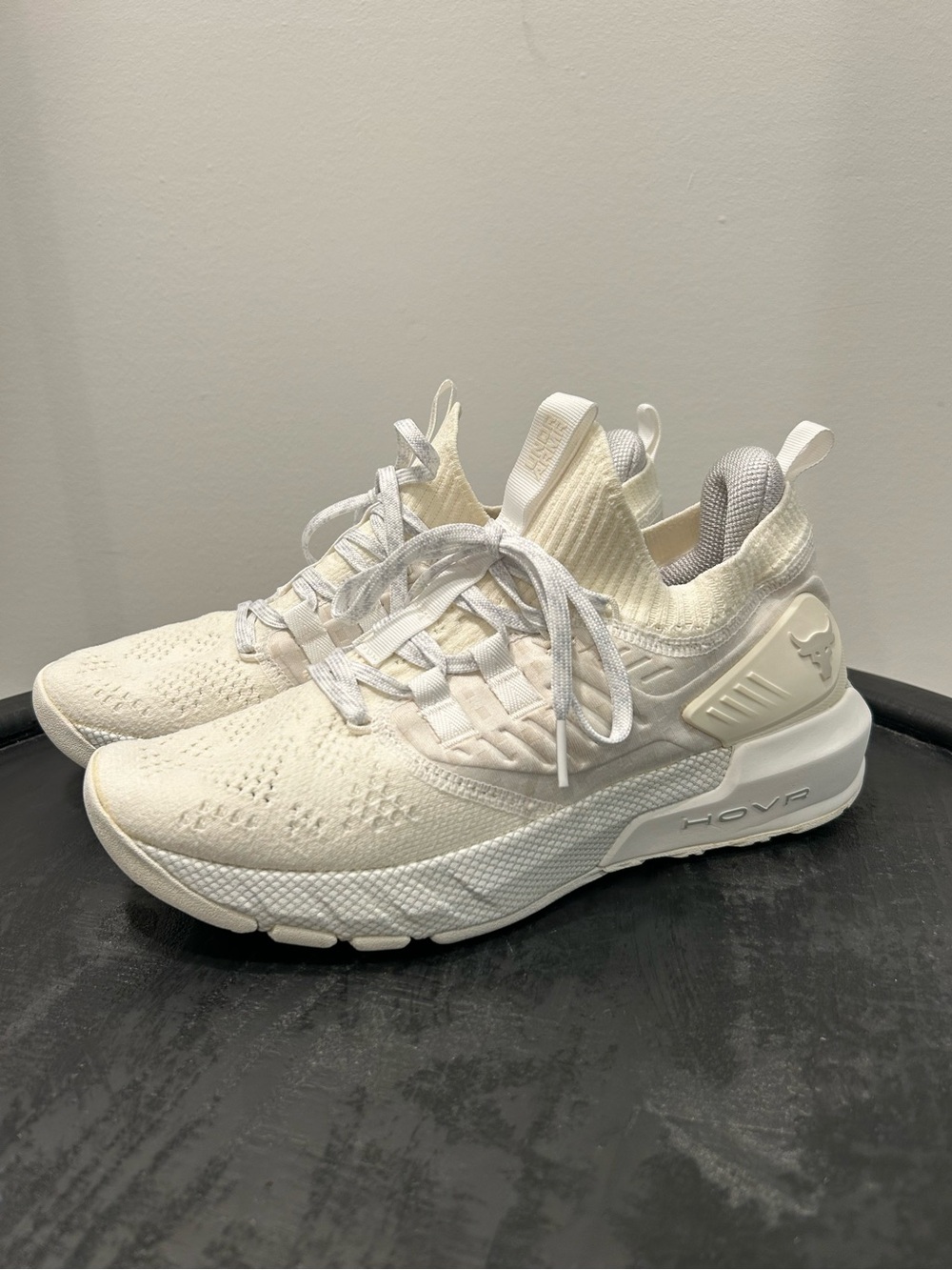 Under Armour Project Rock 3 White HOVR Training Shoes